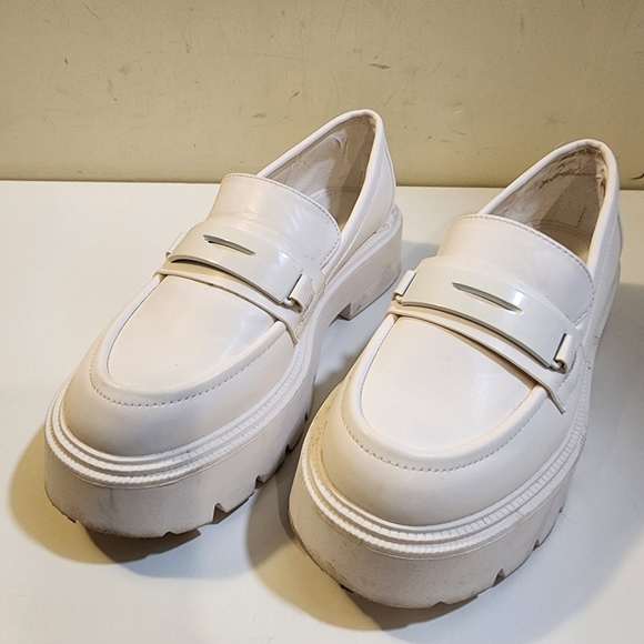 Bershka Shoes - BERSHKA white platform loafers shoes size 7